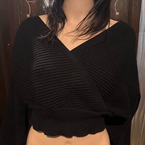 Black Ribbed Women's Sweater